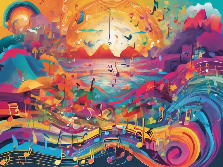A painting of different musical notes and modes
